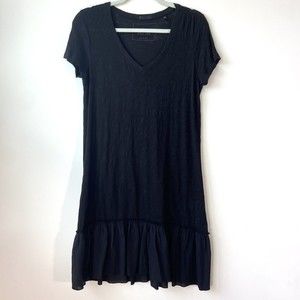 ATM Anthony Thomas Melillo Black Medium T Shirt Dress Short Sleeve V Neck Cotton